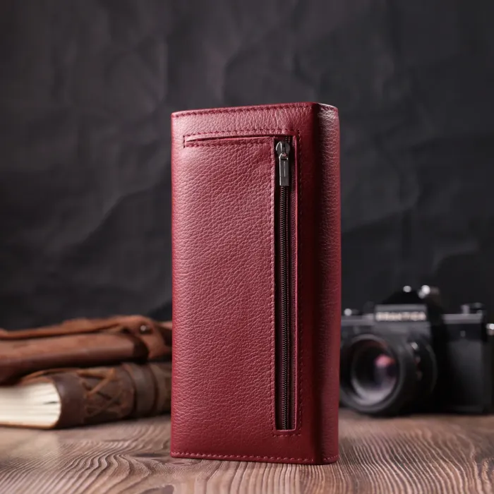 Горизонтальний жіночий гаманець із натуральної шкіри ST Leather 22516 Бордовий