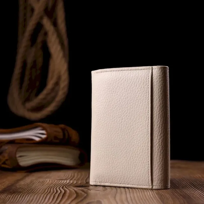 Горизонтальный женский кошелек с монетницей из натуральной кожи KARYA 21070 Молочный