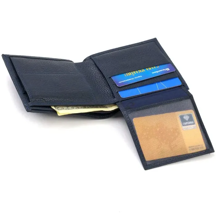 Идеальное мужское портмоне из натуральной кожи флотар CANPELLINI 21787 Синее