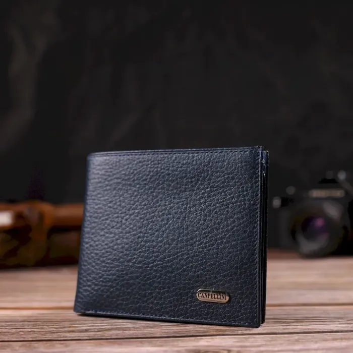 Идеальное мужское портмоне из натуральной кожи флотар CANPELLINI 21787 Синее