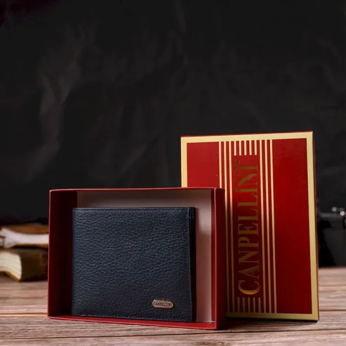 Идеальное мужское портмоне из натуральной кожи флотар CANPELLINI 21787 Синее