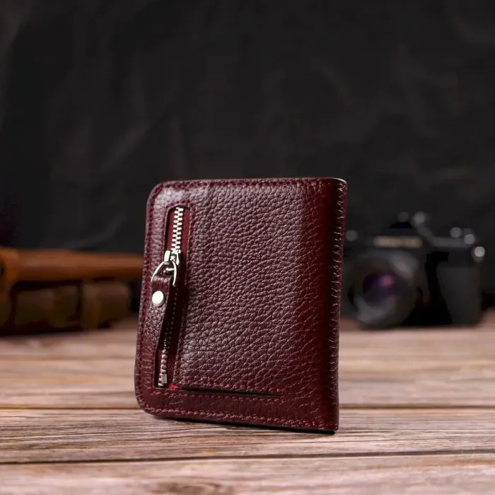 Идеальный женский кошелек небольшого размера из натуральной кожи флотар CANPELLINI 21802 Бордовый