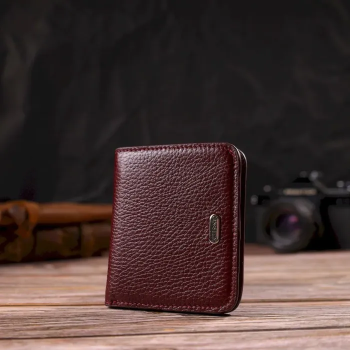 Идеальный женский кошелек небольшого размера из натуральной кожи флотар CANPELLINI 21802 Бордовый