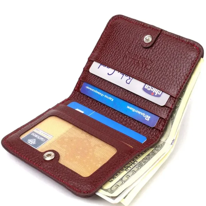 Идеальный женский кошелек небольшого размера из натуральной кожи флотар CANPELLINI 21802 Бордовый