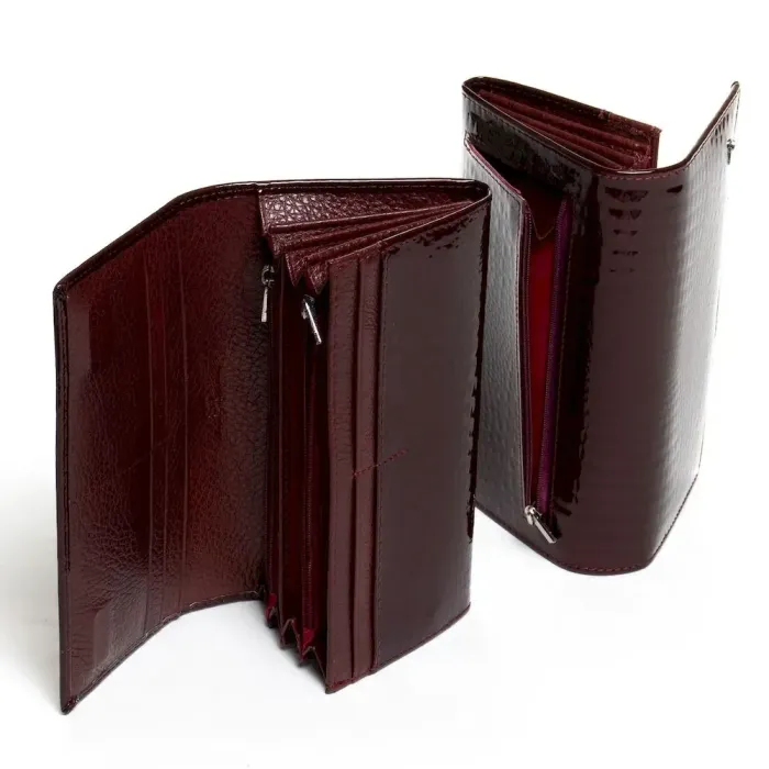 Жіночий гаманець LR шкіряний-лак Sergio Torretti W501-2 bordo