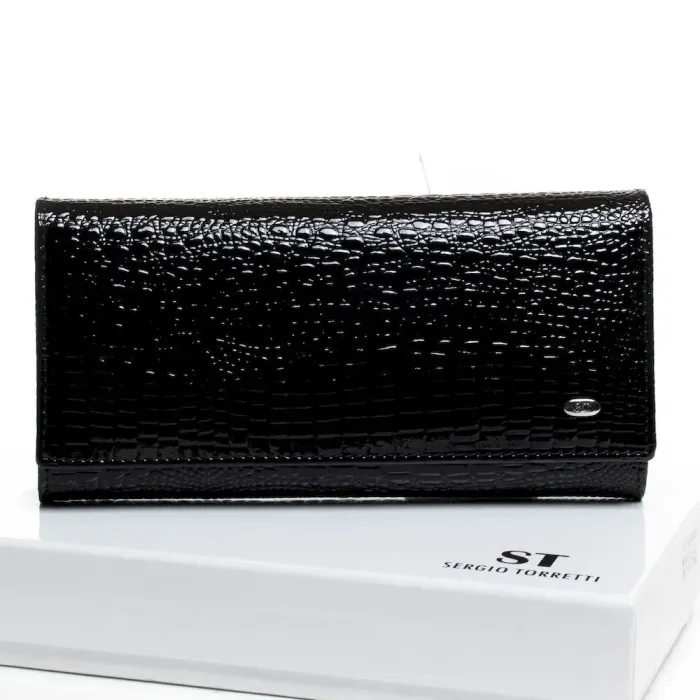 Жіночий гаманець LR шкіряний-лак Sergio Torretti W501-2 black