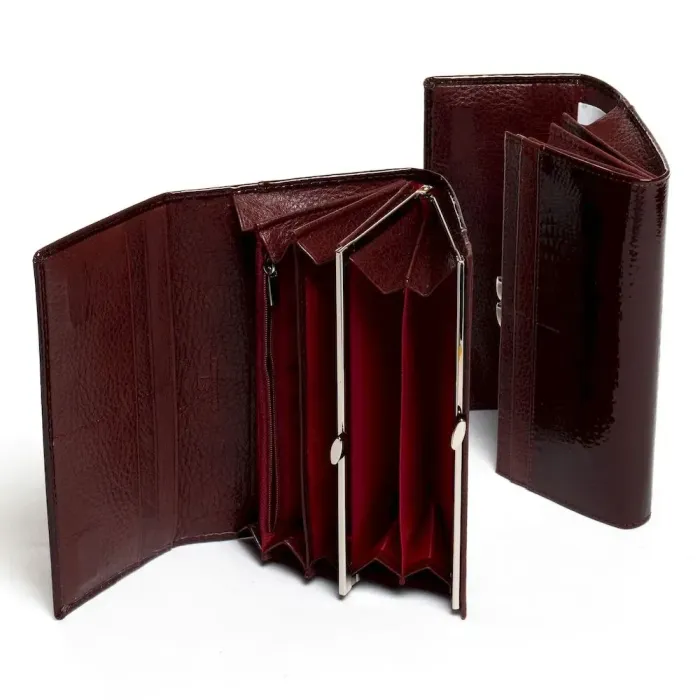 Жіночий гаманець LR шкіряний-лак Sergio Torretti W1-V-2 bordo