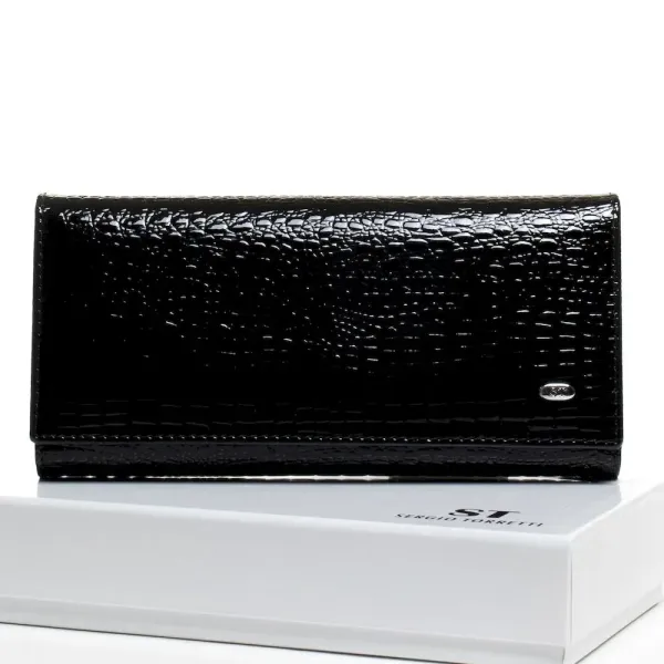 Жіночий гаманець LR шкіряний-лак Sergio Torretti W1-V-2 black