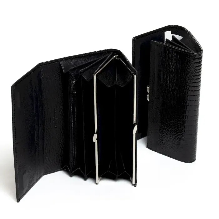 Жіночий гаманець LR шкіряний-лак Sergio Torretti W1-V-2 black