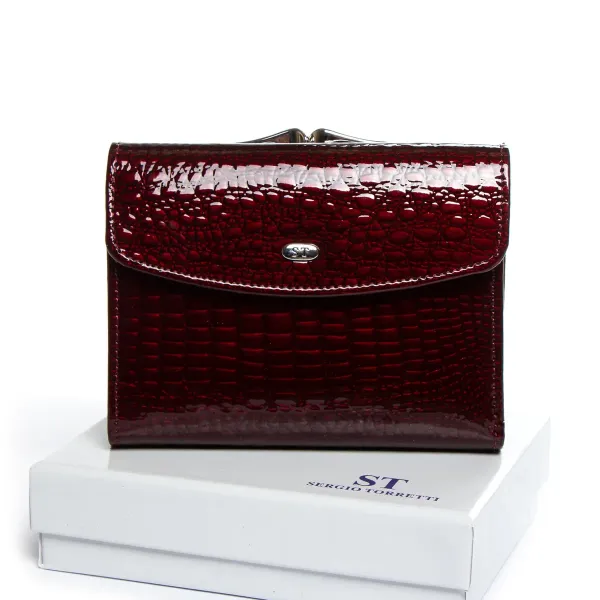Гаманець LR Жіночий шкіра-лак SERGIO TORRETTI Ws-11 wine-red