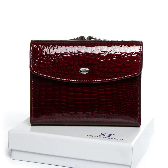 Гаманець LR Жіночий шкіра-лак SERGIO TORRETTI Ws-11 wine-red