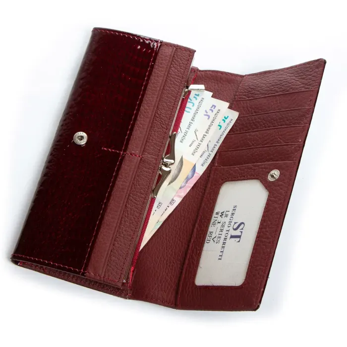 Гаманець LR Жіночий шкіра-лак SERGIO TORRETTI W1-v wine-red