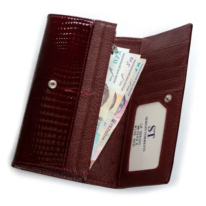 Гаманець LR Жіночий шкіра-лак SERGIO TORRETTI W501 wine-red
