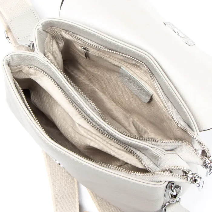 Сумка жіноча Класична шкіра ALEX RAI 99115 white-grey