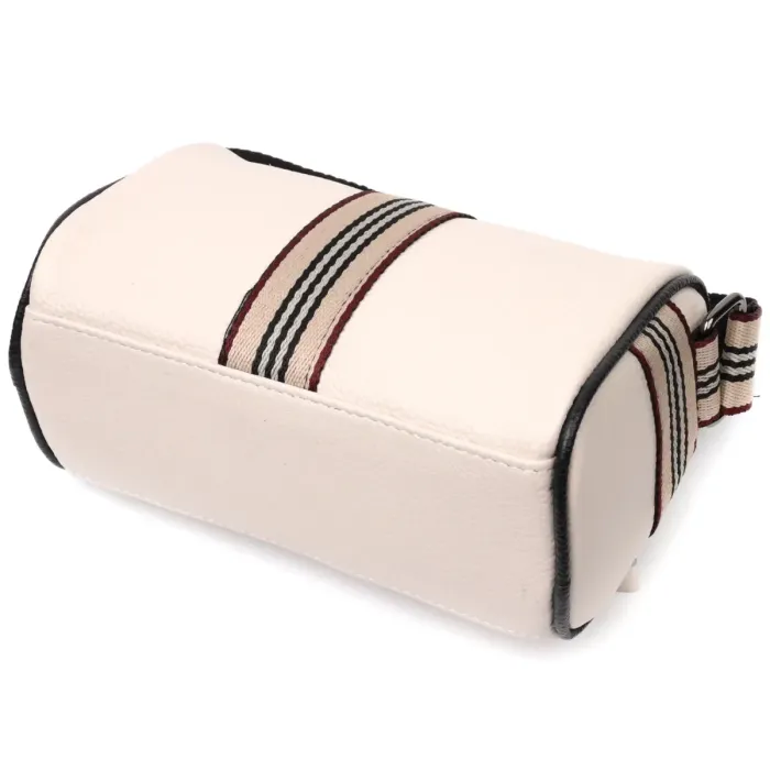 Цікава сумка для жінок з акцентом посередині із натуральної шкіри Vintage 22361 Біла