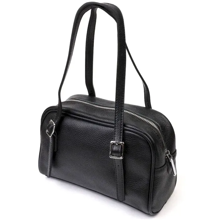 Цікава сумка-клатч зі знімними ручками з натуральної шкіри 22078 Vintage Чорна