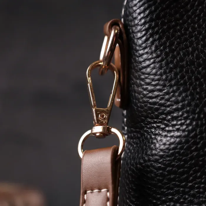 Интересная сумка на плечо для женщин на каждый день из натуральной кожи Vintage 22348 Черная