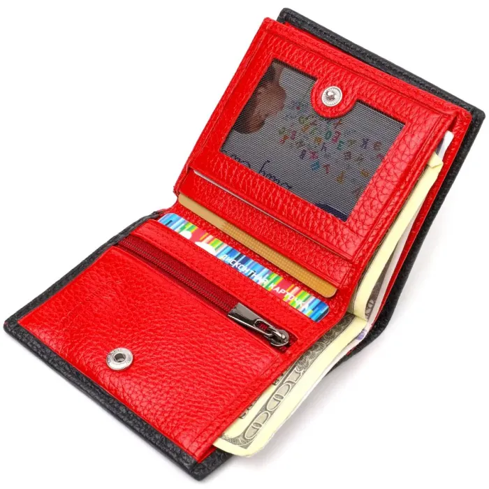 Интересное портмоне для мужчин в комбинации двух цветов из натуральной зернистой кожи CANPELLINI 21741 Черное