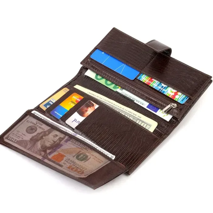 Цікаве вертикальне чоловіче портмоне з натуральної фактурної шкіри з тисненням CANPELLINI 21718