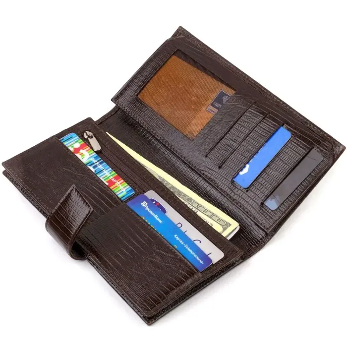 Цікаве вертикальне чоловіче портмоне з натуральної фактурної шкіри з тисненням CANPELLINI 21718