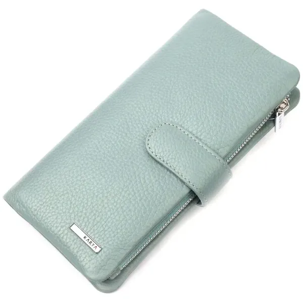 Цікаве жіноче портмоне з натуральної шкіри KARYA 21000 Бірюзовий