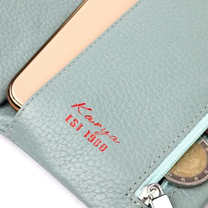 Цікаве жіноче портмоне з натуральної шкіри KARYA 21000 Бірюзовий