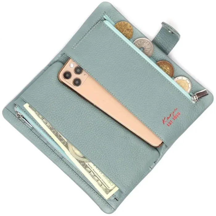 Цікаве жіноче портмоне з натуральної шкіри KARYA 21000 Бірюзовий