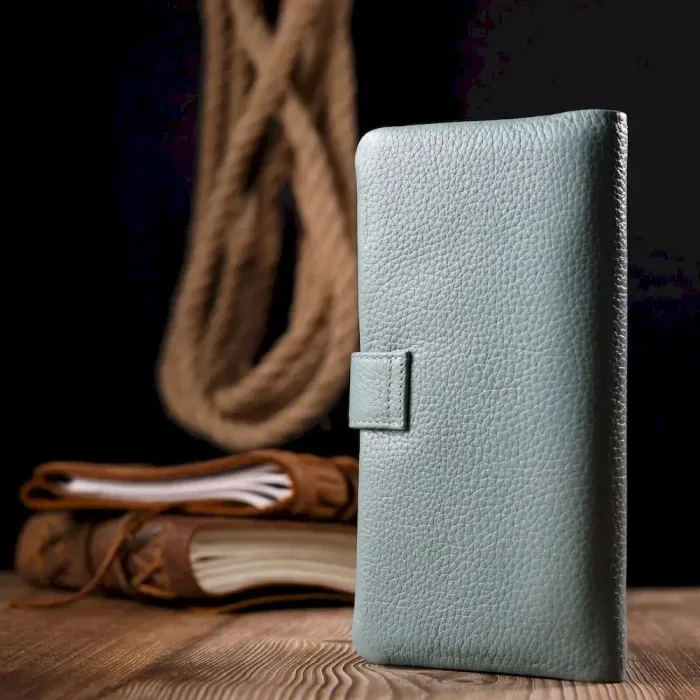 Цікаве жіноче портмоне з натуральної шкіри KARYA 21000 Бірюзовий