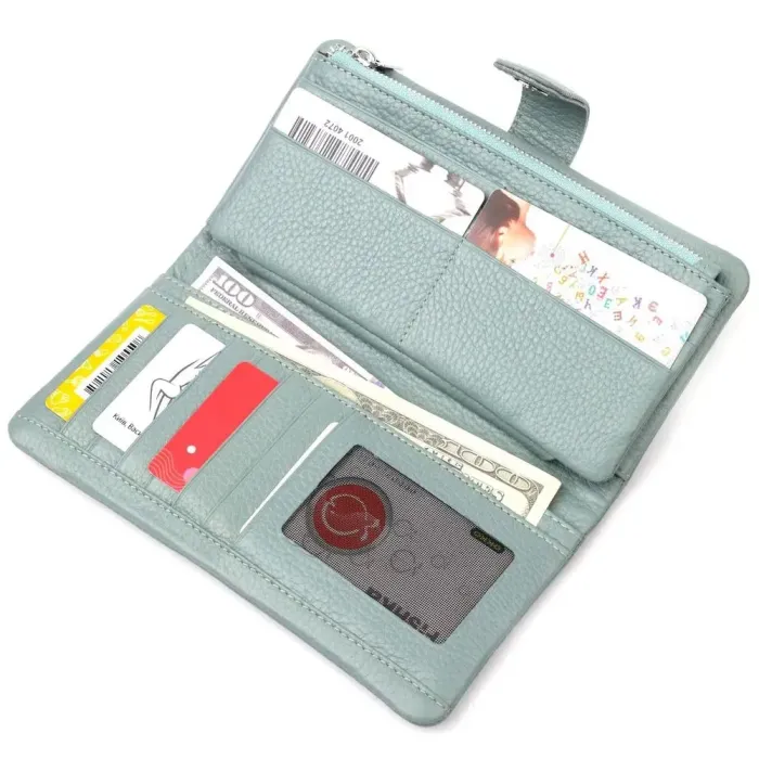Цікаве жіноче портмоне з натуральної шкіри KARYA 21000 Бірюзовий