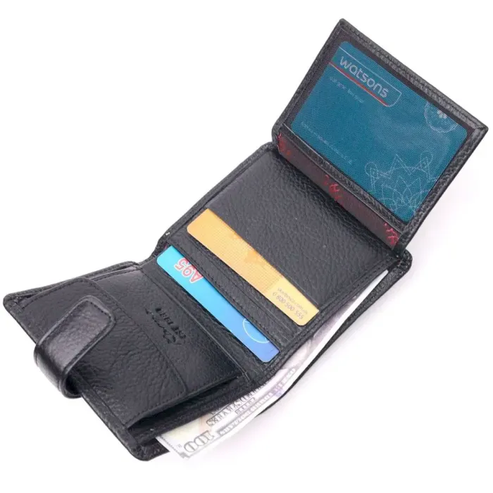 Интересный бумажник для мужчин из натуральной кожи KARYA 21329 Черный