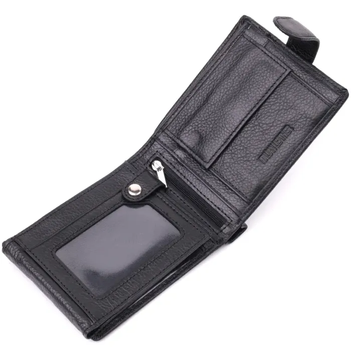 Цікавий гаманець із блоком під документи з натуральної шкіри ST Leather 22480 Чорний