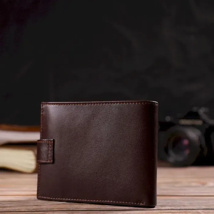 Цікавий горизонтальний гаманець для чоловіків з натуральної гладкої шкіри CANPELLINI 21892 Коричневий