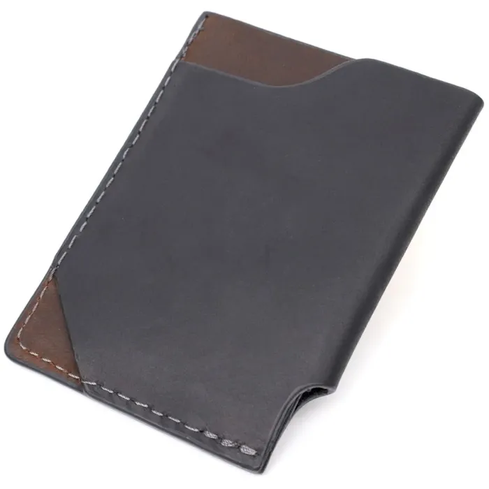 Цікавий картхолдер з утримувачем для Apple AirTag з натуральної шкіри GRANDE PELLE 11608 Чорний