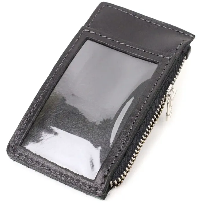 Цікавий картхолдер з утримувачем для Apple AirTag з натуральної шкіри GRANDE PELLE 11628 Чорний