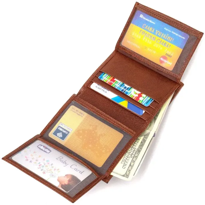 Интересный компактный кошелек для мужчин из натуральной кожи флотар CANPELLINI 21874 Коричневый