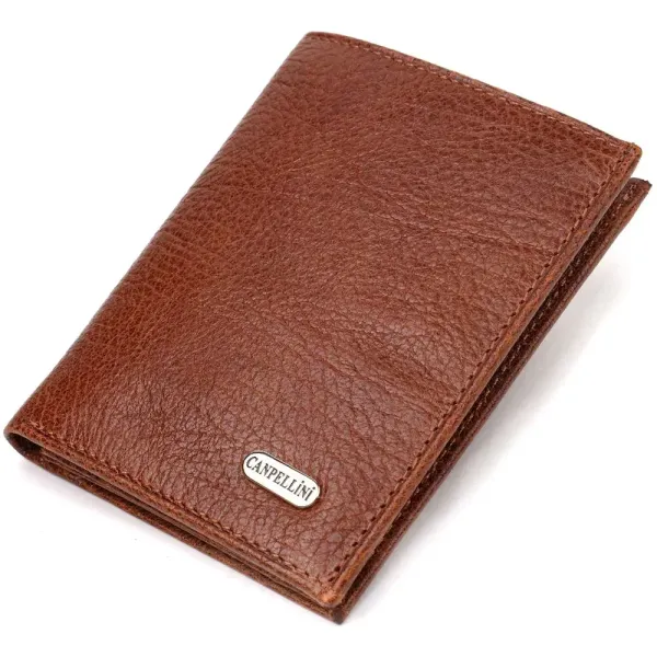 Цікавий компактний гаманець для чоловіків із натуральної шкіри флотар CANPELLINI 21874 Коричневий