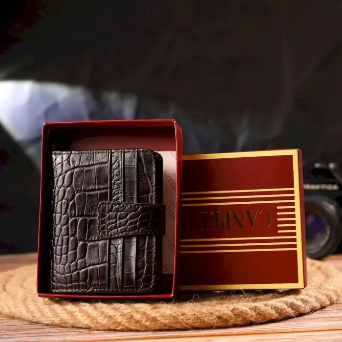 Интересный кошелек для мужчин из натуральной кожи с тиснением под крокодила CANPELLINI 21689 Коричневый