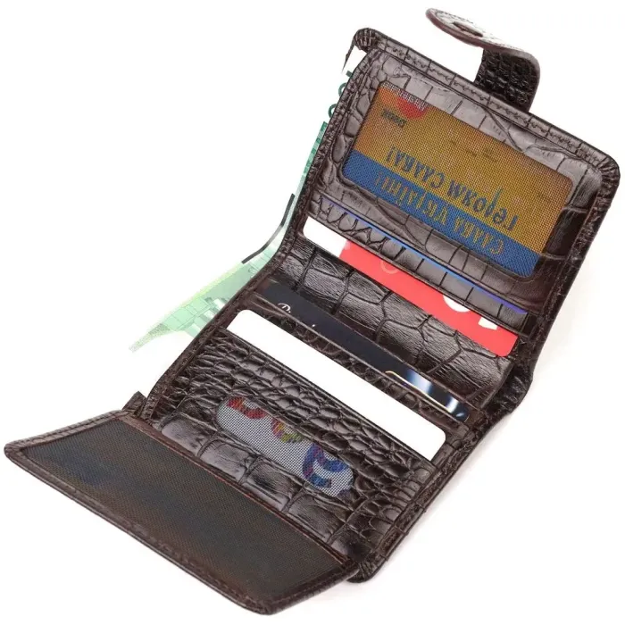 Интересный кошелек для мужчин из натуральной кожи с тиснением под крокодила CANPELLINI 21689 Коричневый