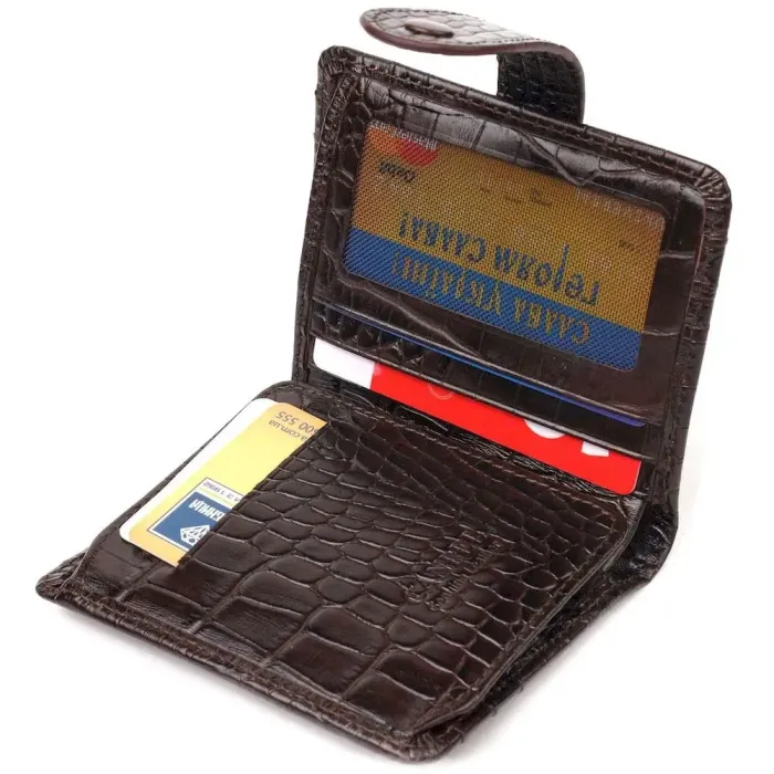 Интересный кошелек для мужчин из натуральной кожи с тиснением под крокодила CANPELLINI 21689 Коричневый