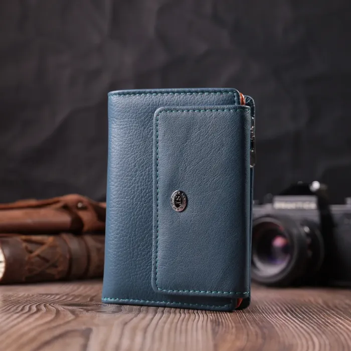 Интересный кошелек для женщин из натуральной кожи ST Leather 22504 Бирюзовый