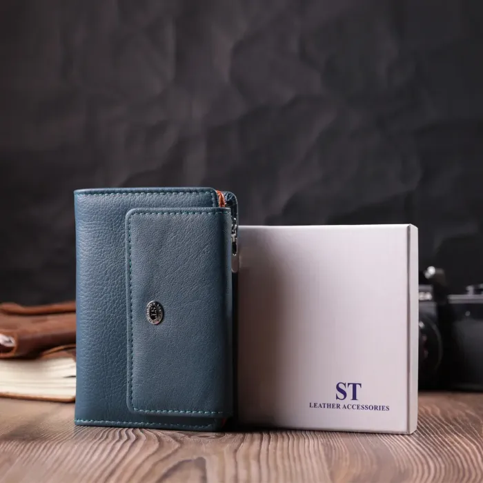 Интересный кошелек для женщин из натуральной кожи ST Leather 22504 Бирюзовый