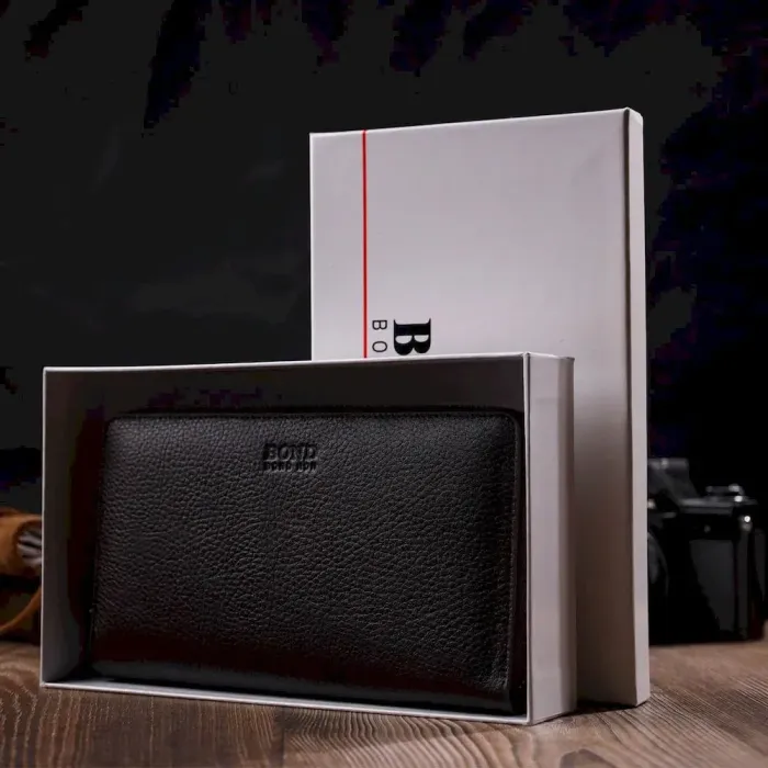 Интересный мужской клатч с одним отделением из натуральной кожи BOND 22032 Коричневый