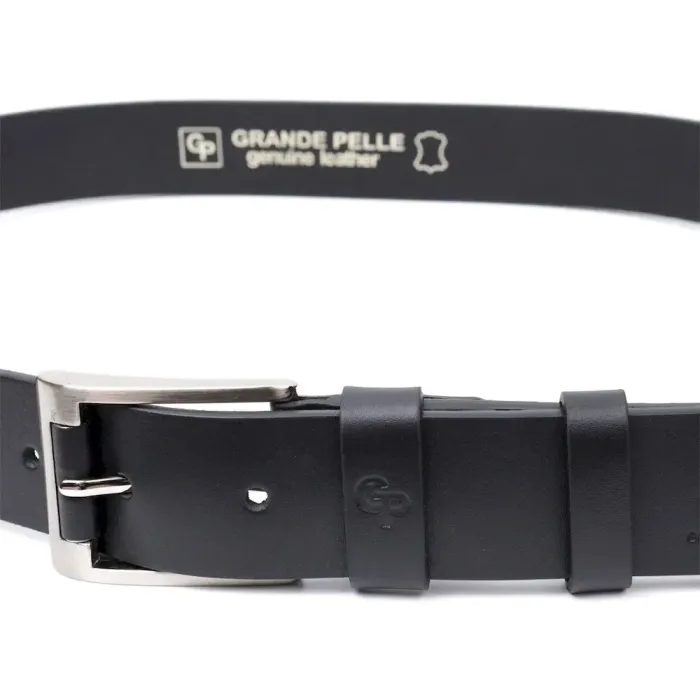 Цікавий ремінь під джинси з натуральної шкіри GRANDE PELLE 11687 Чорний