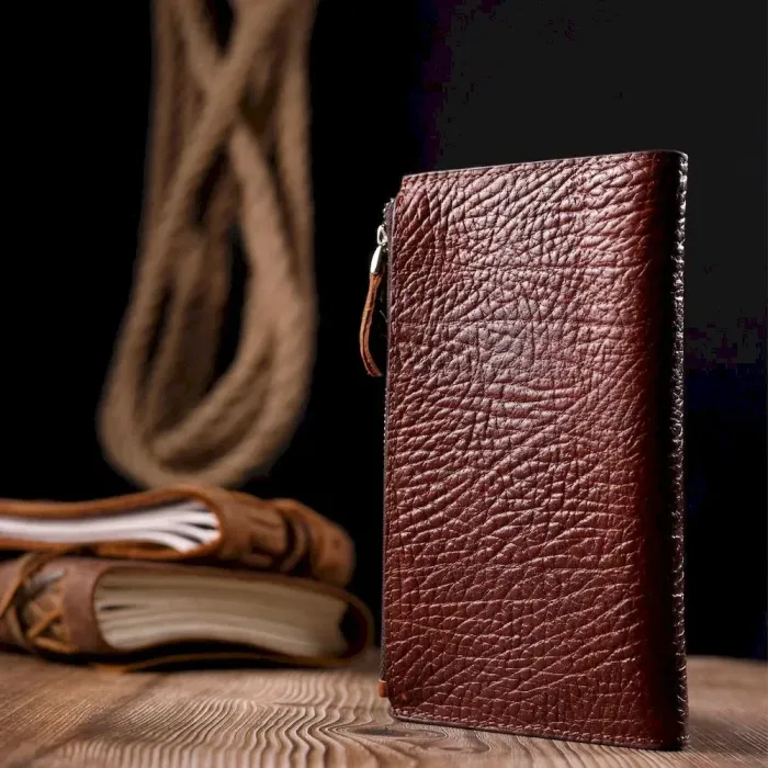 Цікавий складний гаманець з натуральної шкіри KARYA 21131 Коричневий