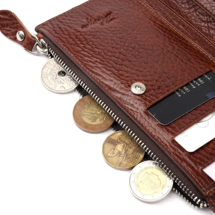 Цікавий складний гаманець з натуральної шкіри KARYA 21131 Коричневий