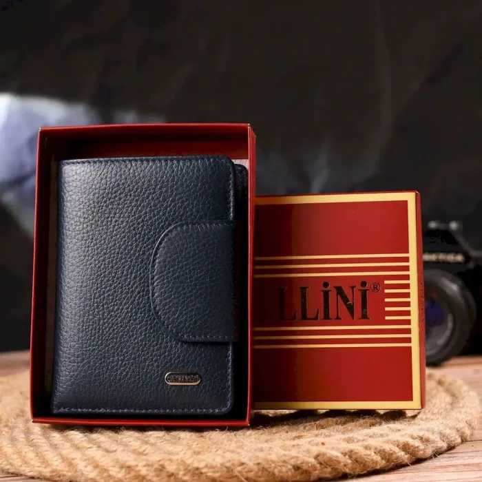 Интересный вертикальный кошелек из натуральной кожи CANPELLINI 21675 Синий