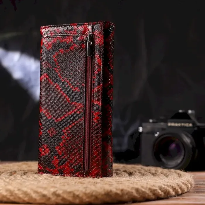 Цікавий жіночий гаманець з натуральної лакованої шкіри з тисненням під змію CANPELLINI 21656