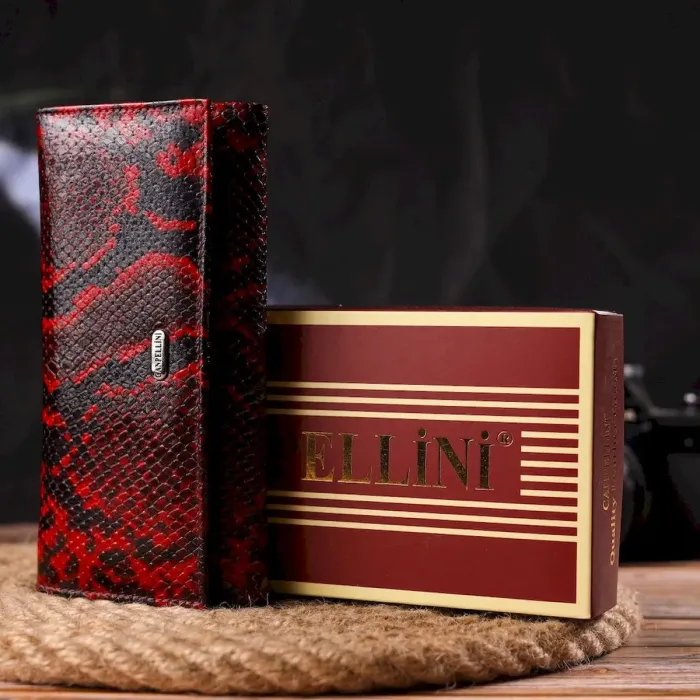 Цікавий жіночий гаманець з натуральної лакованої шкіри з тисненням під змію CANPELLINI 21656