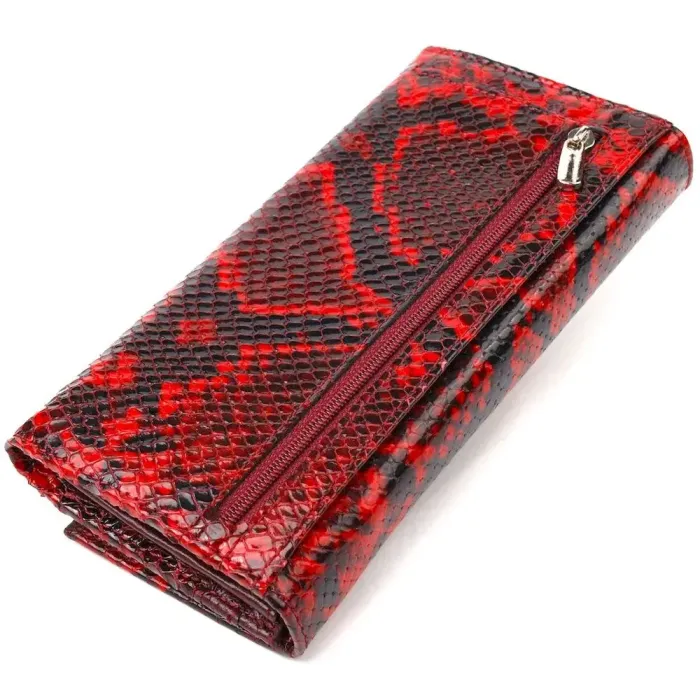 Цікавий жіночий гаманець з натуральної лакованої шкіри з тисненням під змію CANPELLINI 21656