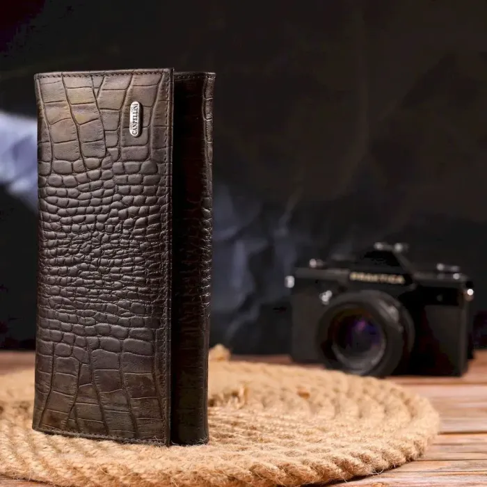 Интересный женский кошелек с монетницей из натуральной фактурной кожи CANPELLINI 21530 Разноцветный